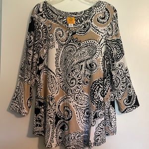 Ruby Rd. paisley print criss cross v neck tunic